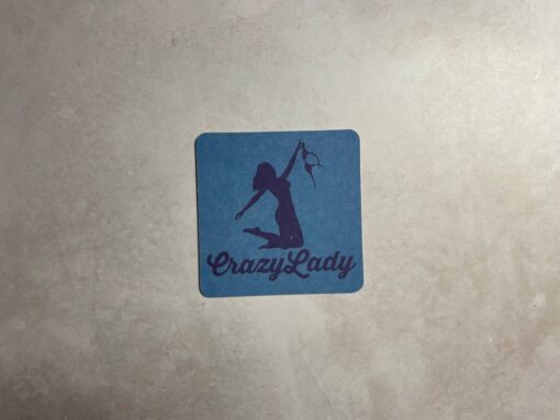 Crazy Lady purple and blue coaster