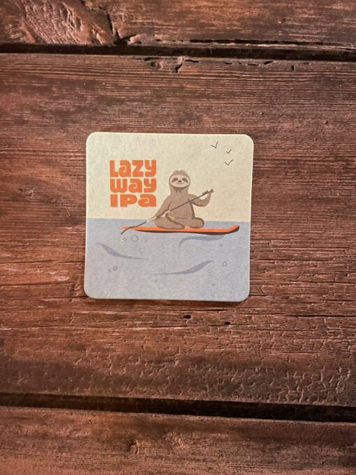 lazy way IPA beer sloth paddleboarding coaster
